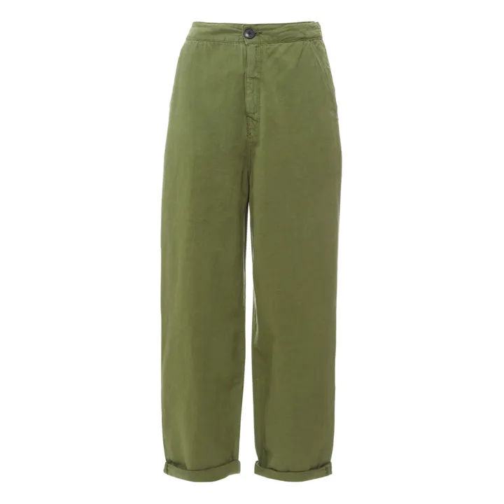 Bellerose Pantalon Pasop Coton et Lin - Collection Femme  | Vert kaki