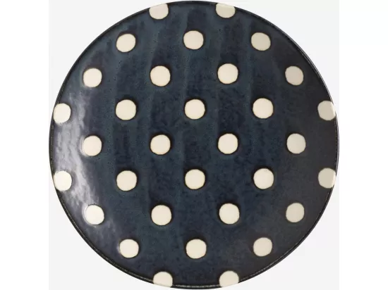 HABITAT - Assiette à dessert en porcelaine - Bleu marine et pois blancs - 23 cm (Lot de 5) - Pinako