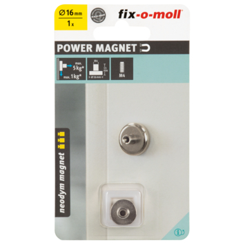 Magneet Neodymium schroefdop met zilver 16mm