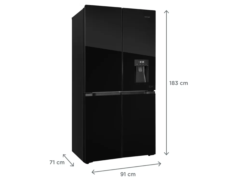 Concept LA8891BC, Fritstående, Fransk dør, Sort, LED, 560 L, SN-T