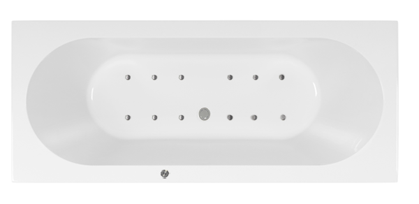 Lambini Designs Round bubbelbad 190x90cm elektronisch 12 aerojets chroom