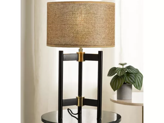 Lampe à poser en métal Noir et abat-jour Beige H 51 cm