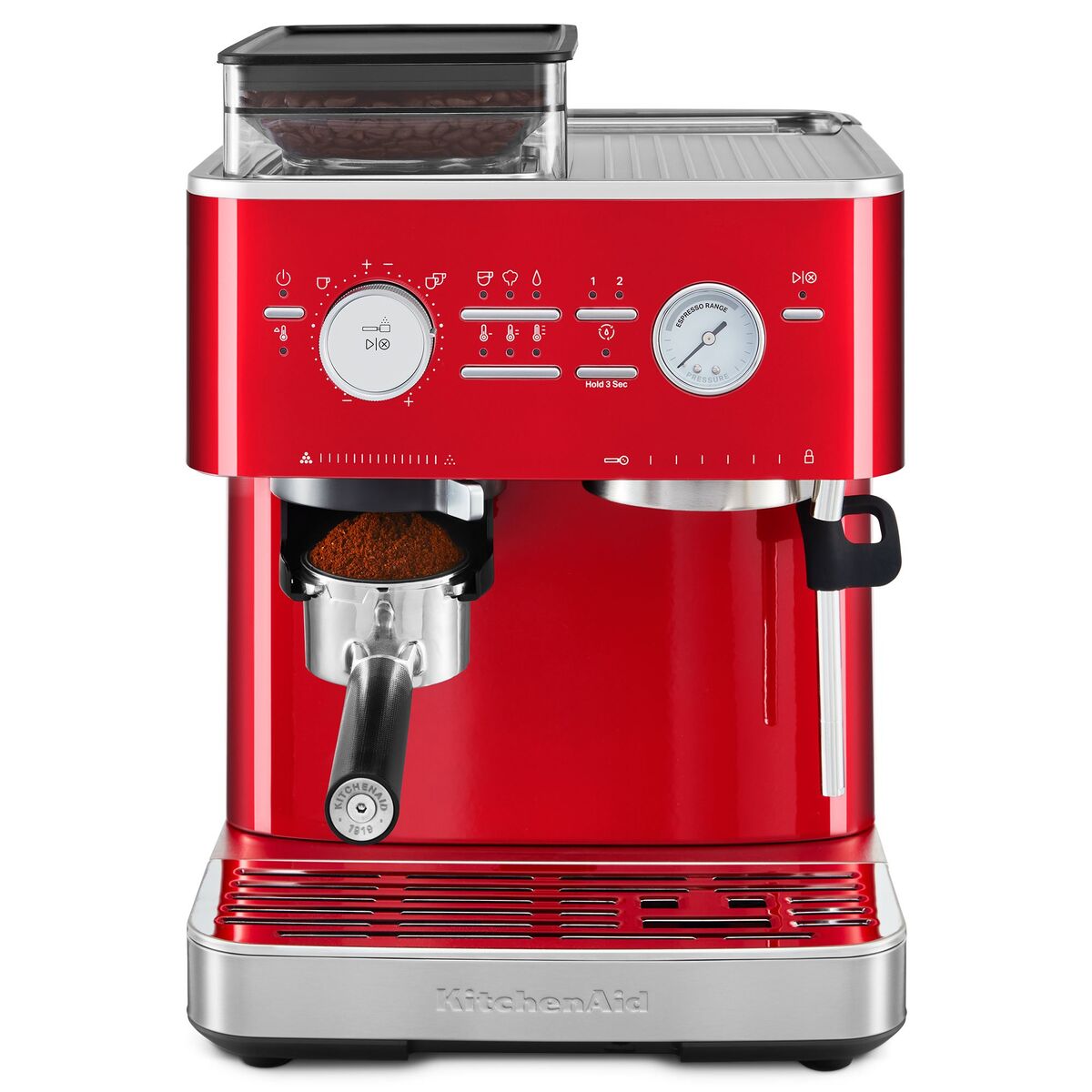 Espressomaskin med kaffekvern, candy apple