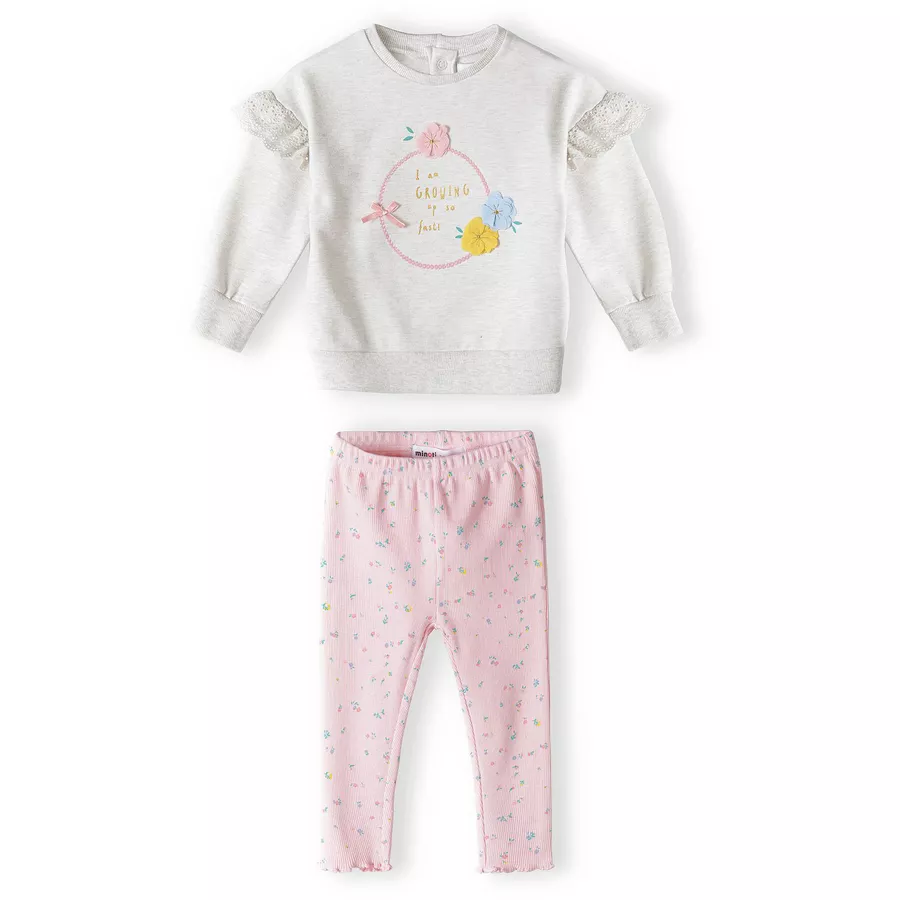MINOTI Sweatshirt und Leggings Set Beige MeliertHellrosa