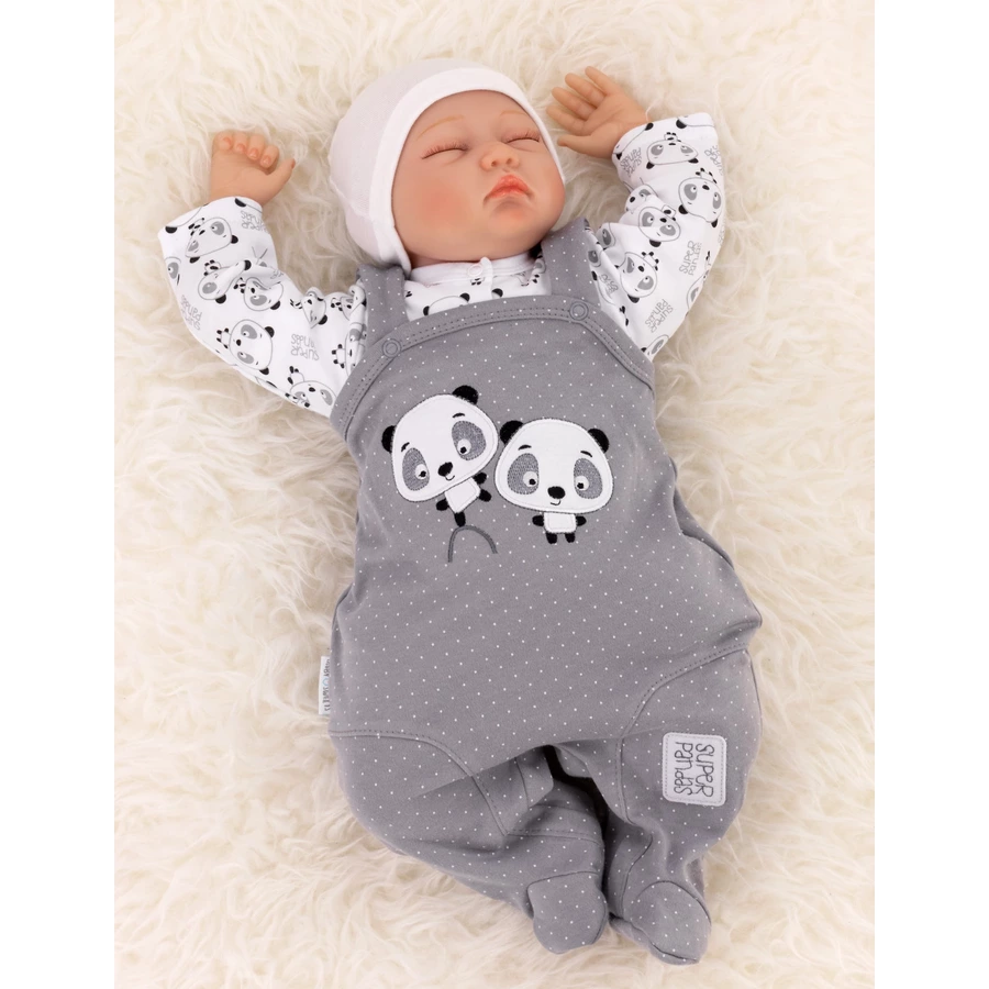 Baby Sweets 2tlg Set Strampler + Shirt Lieblingsstücke Panda weiß grau