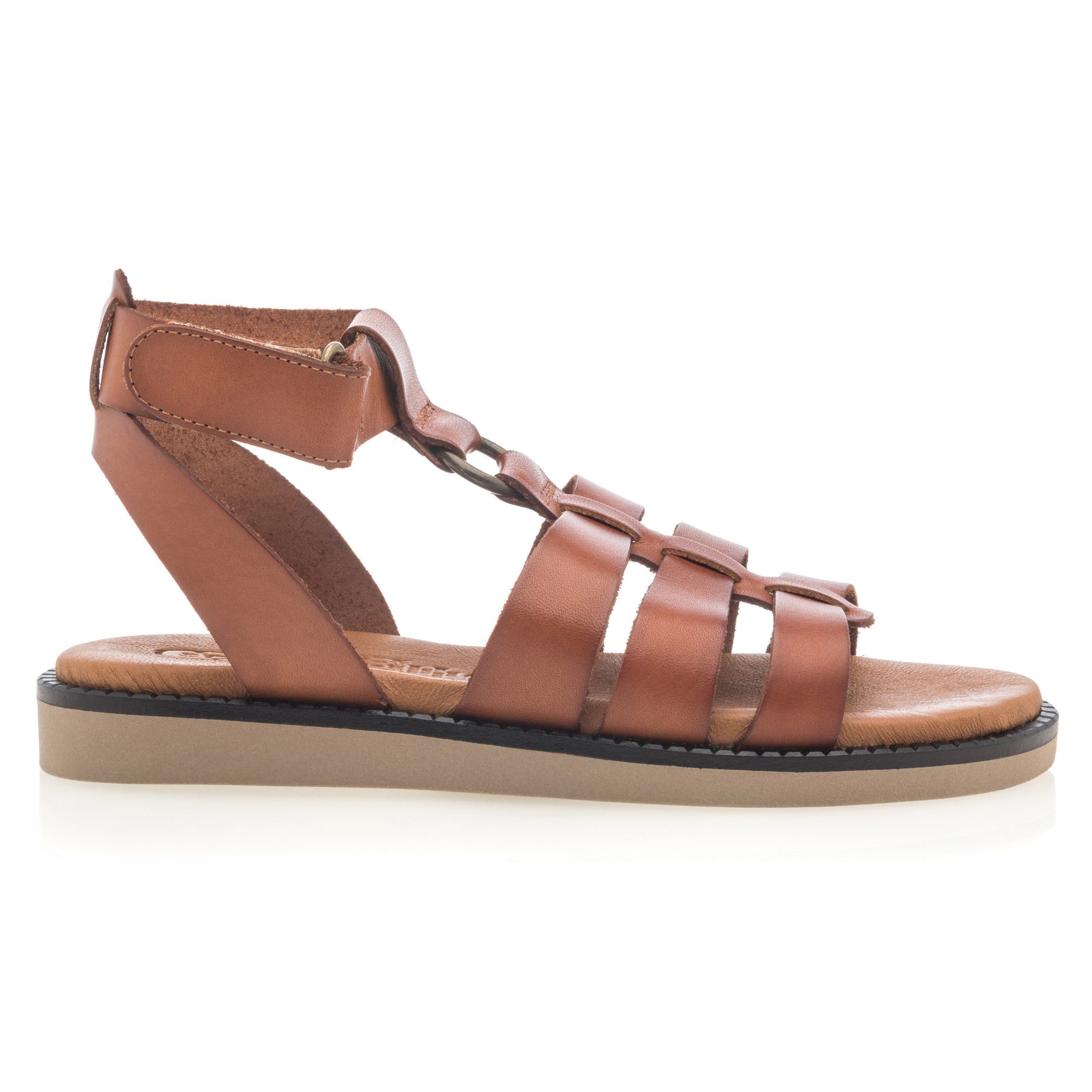 Sandales Femme en cuir cognac