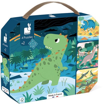 Janod Dinosaur Puslespill med Progressiv Vanskelighetsgrad 4-in-1 43 Brikker
