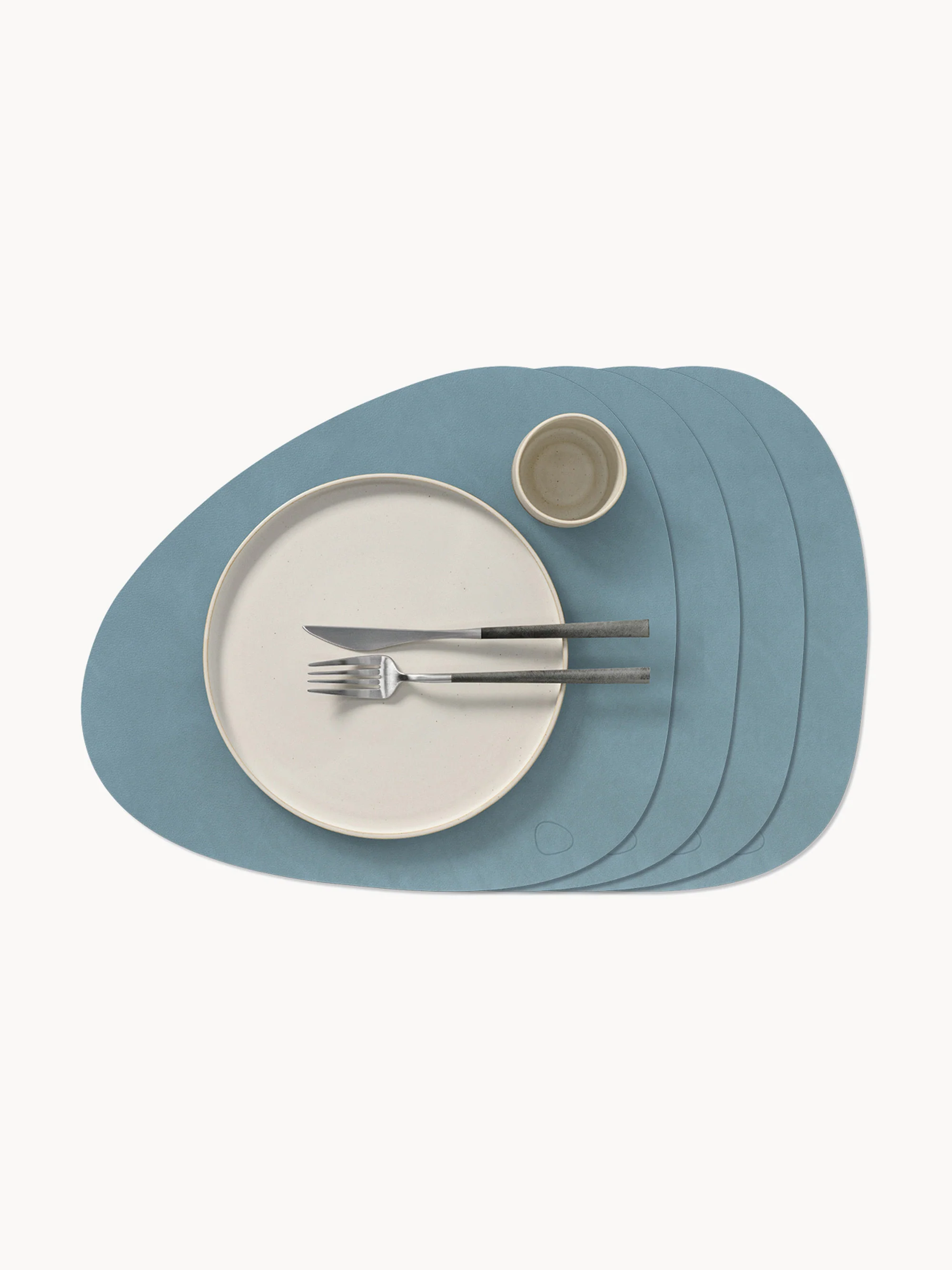 Asymmetrische leren placemats Curve, 4 stuks