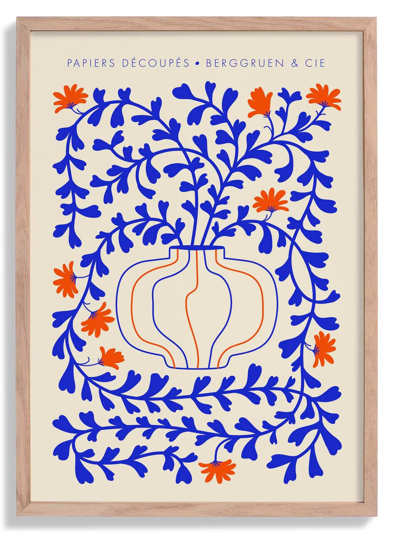 Blaue Ranken Orange Blumen Papiers Découpés Kunstausstellung