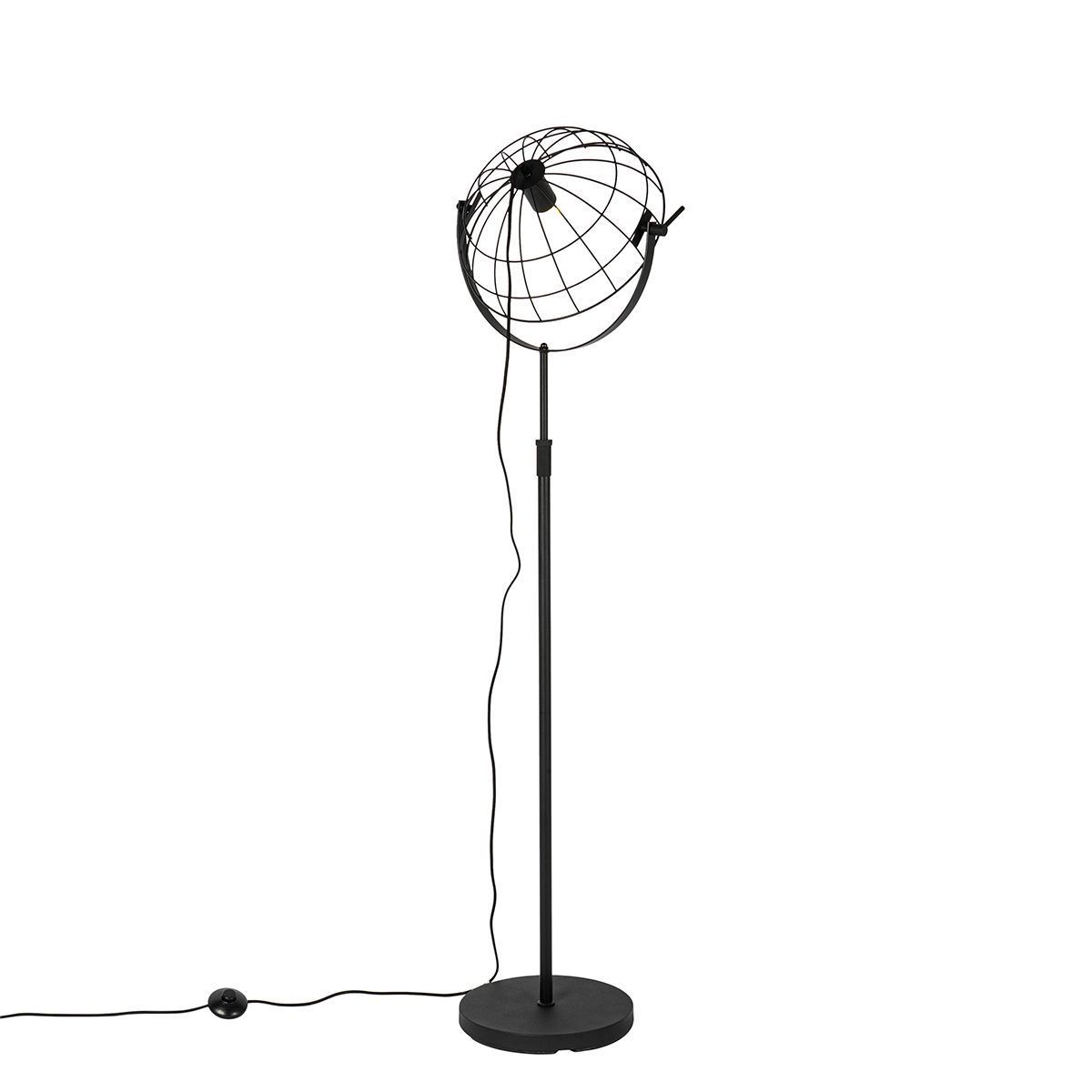 Industriële vloerlamp zwart 35 cm verstelbaar - Hanze