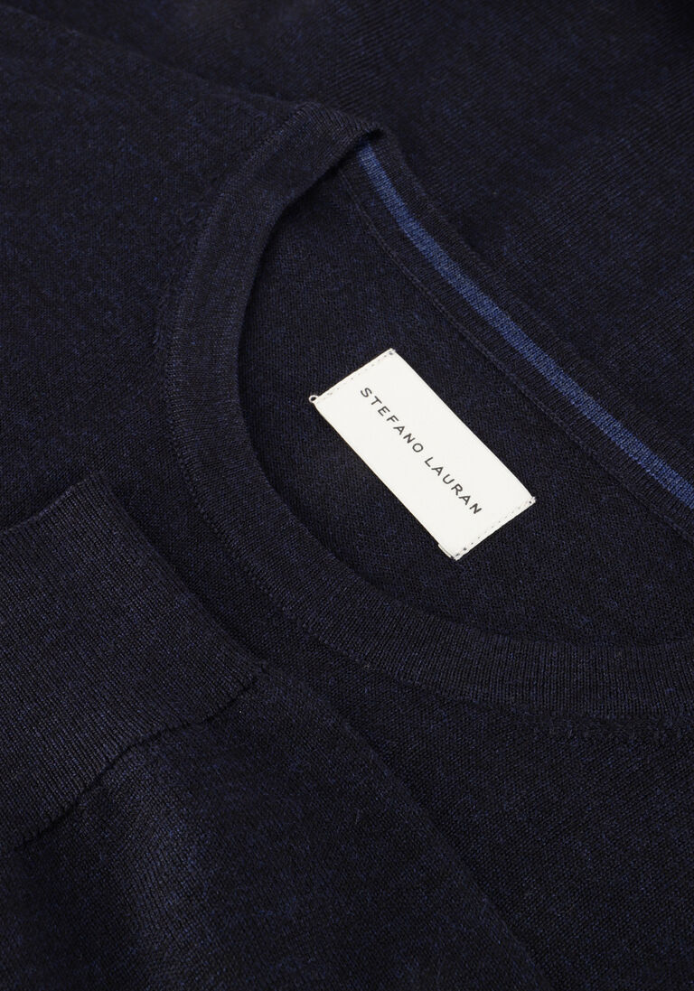 donkerblauwe stefano lauran trui crew
