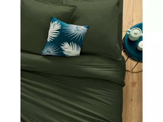 Housse de couette 2 Personnes en Coton Vert Kaki 240 x 220 cm