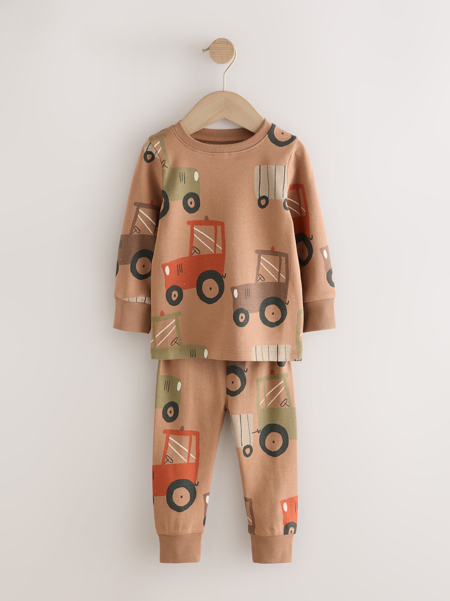 Bruin/oranje - Mini Knusse Pyjama's 3 Set (9mnd-10jr)