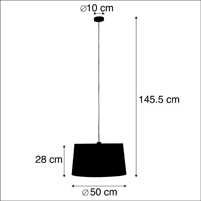 Hanglamp met katoenen kap zwart met goud 50 cm - Combi
