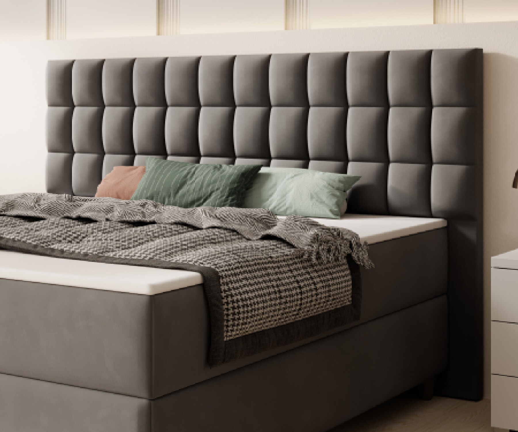 Inter Handels Boxspringbett WIEN - versch. Ausführungen - 180x200cm Samt Anthrazit TFK