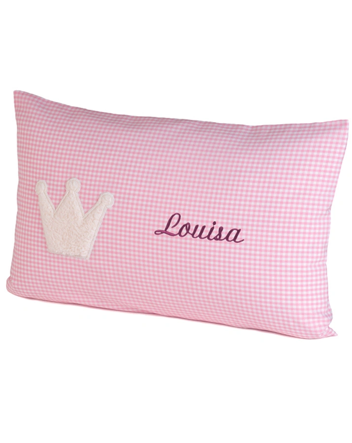 Personalisiertes Längskissen KRONE rosa (Farbe: apfelgrün)