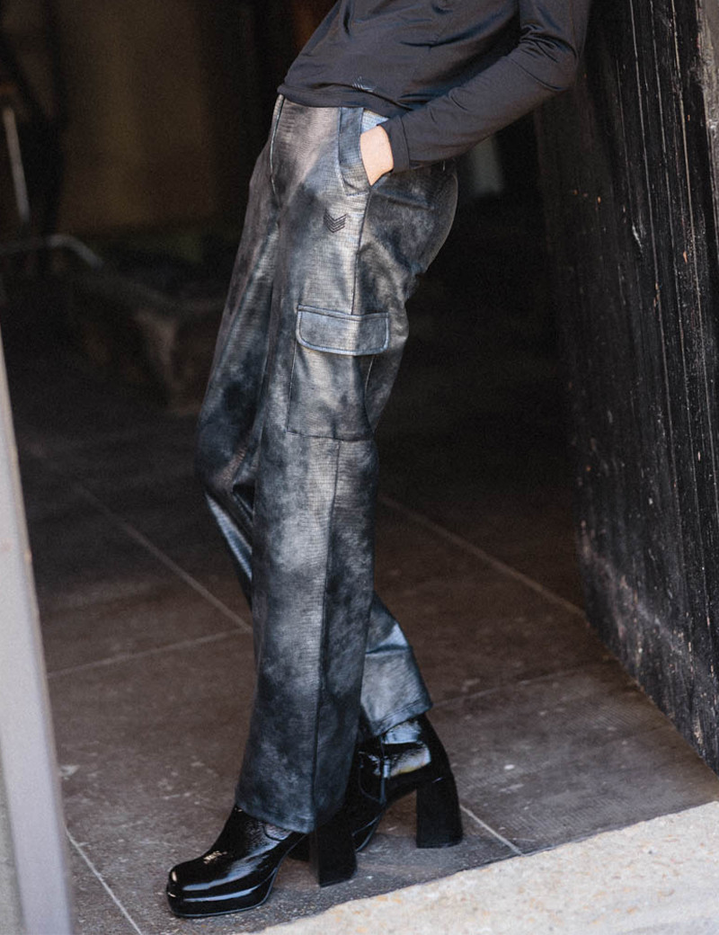 HBT AUDACIOUS | BROOKLYN PANTALON CARGO CROCO ARGENTÉ