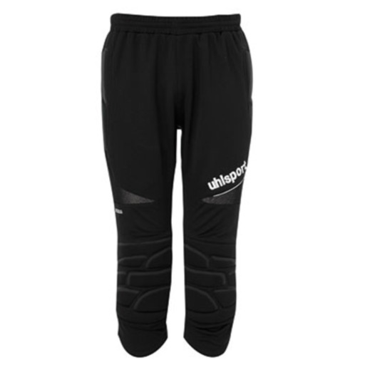 Calções compridos anatômicos para goleiro, pretos, da Uhlsport.