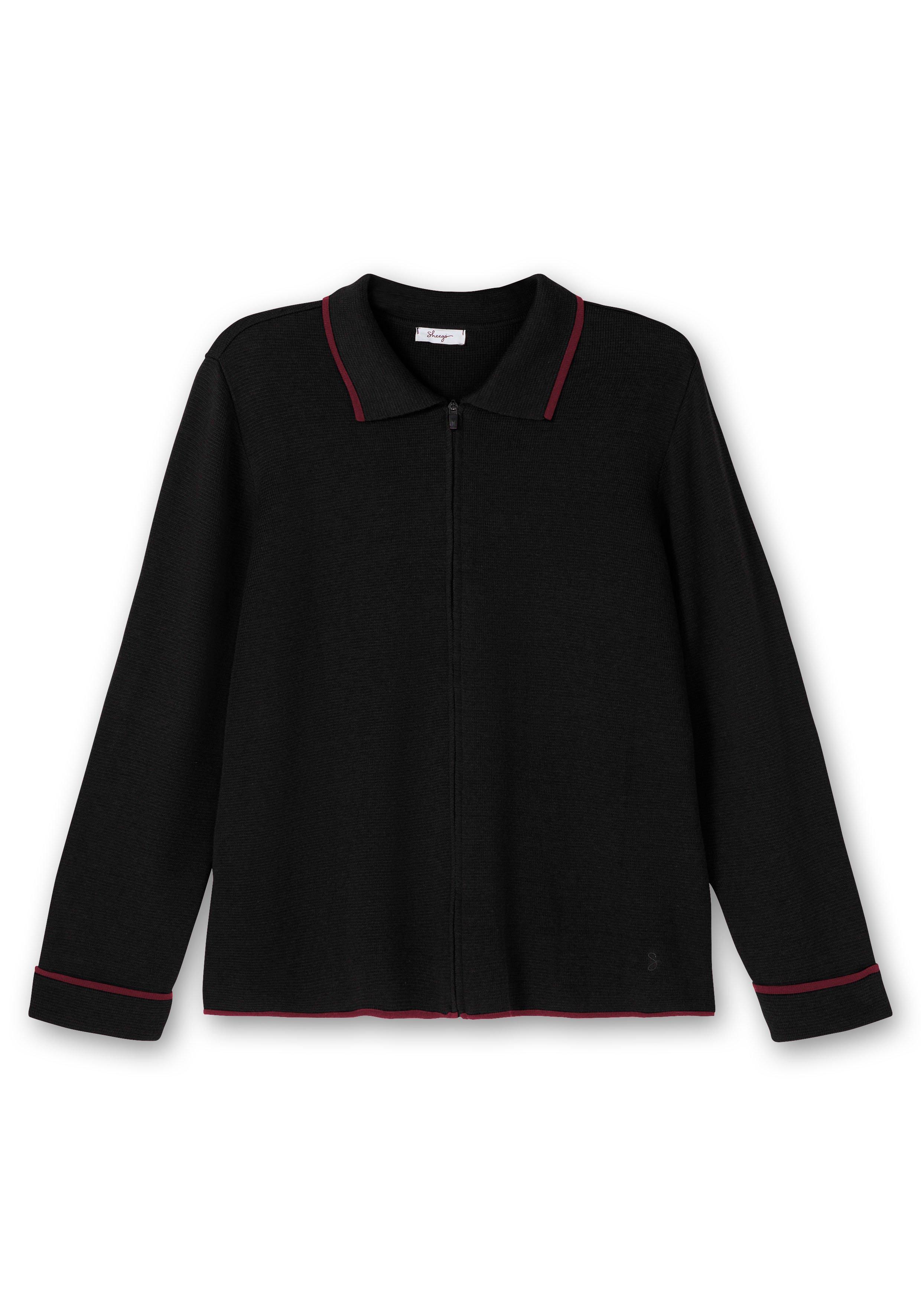 Strickjacke mit Polokragen und Reißverschluss