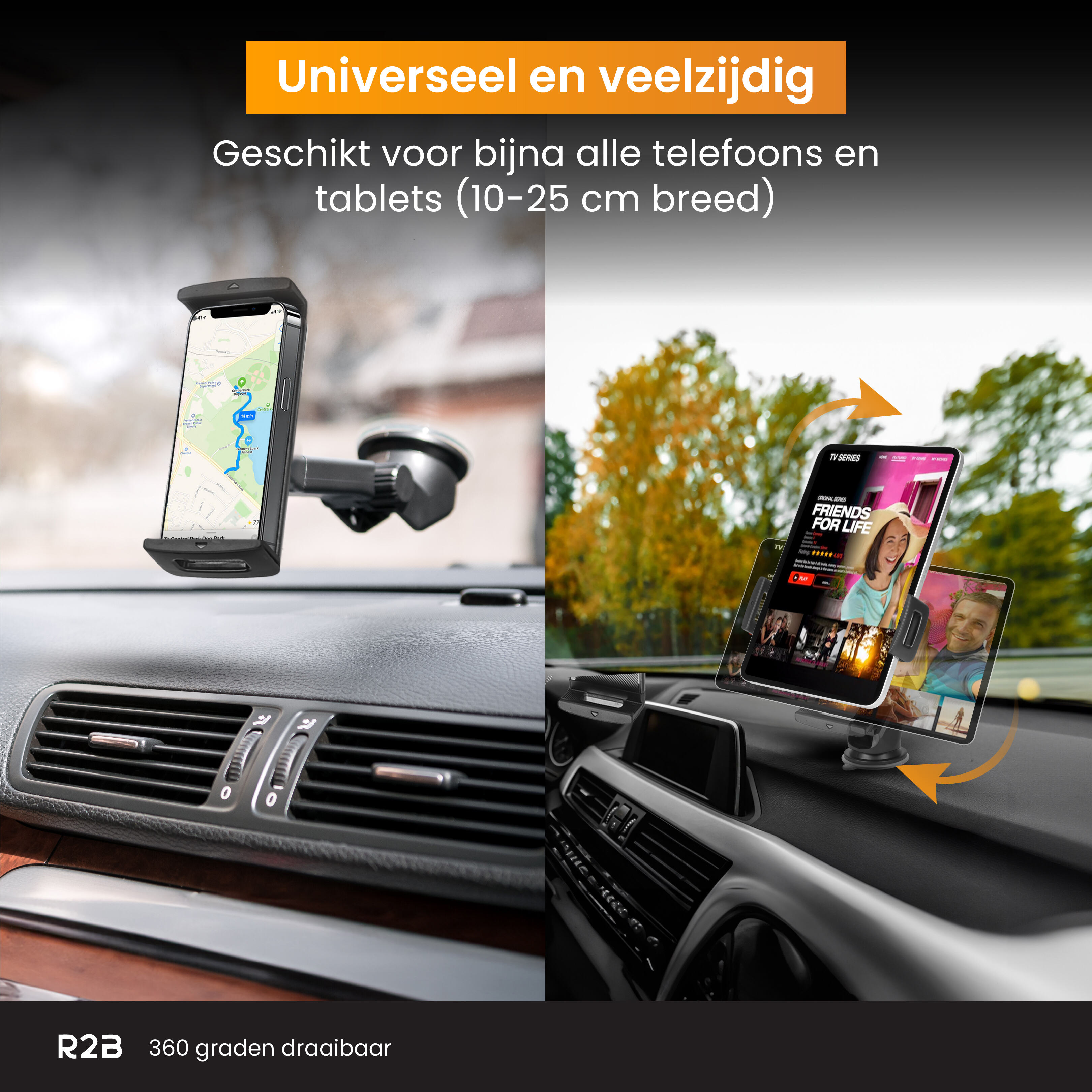 R2B Tablet/Telefoonhouder Auto Zuignap