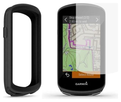 Ecran de protection en verre trempé et Housse de protection silicone pour Garmin Edge 1030