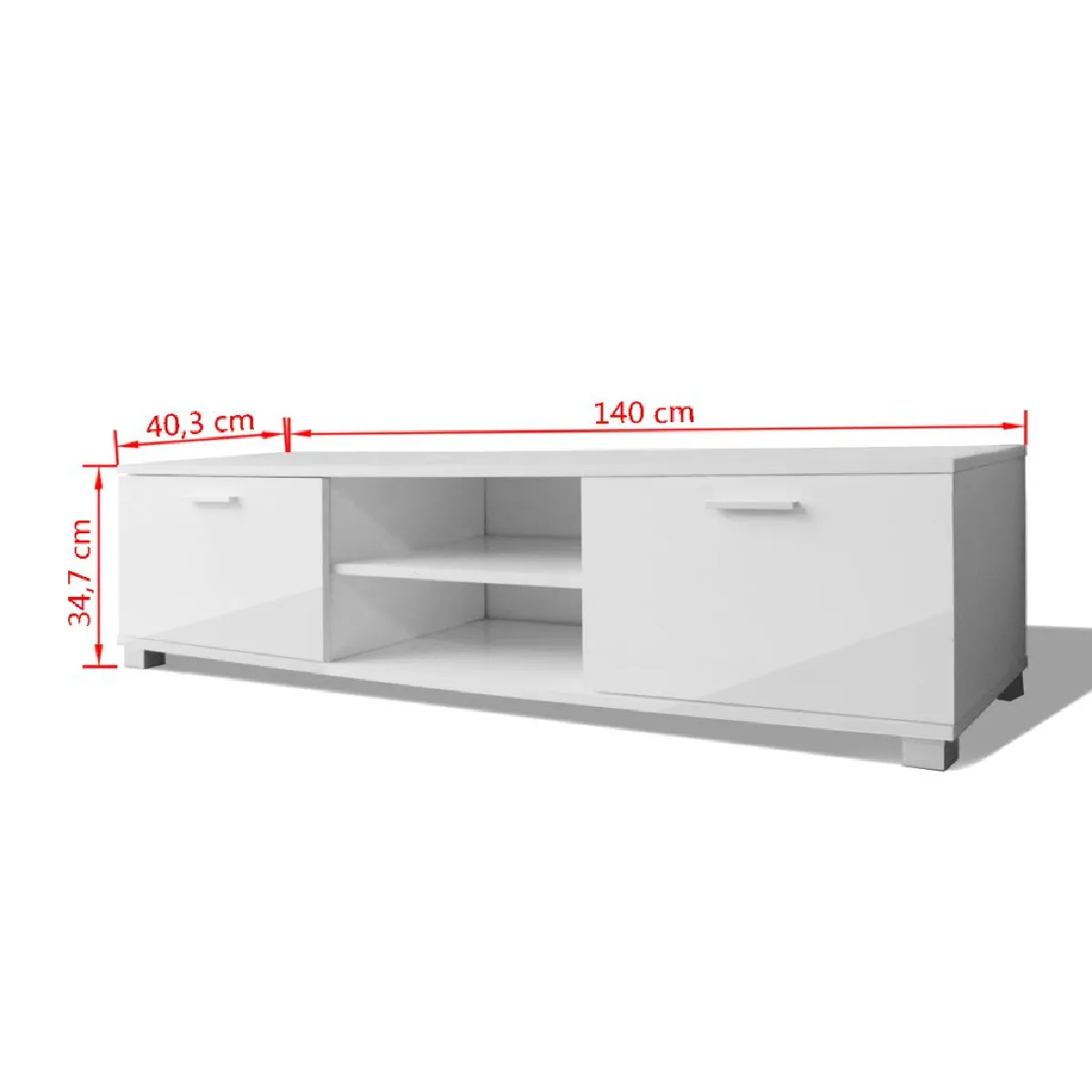 Helloshop26 Meuble TV 140 cm haute brillance blanc