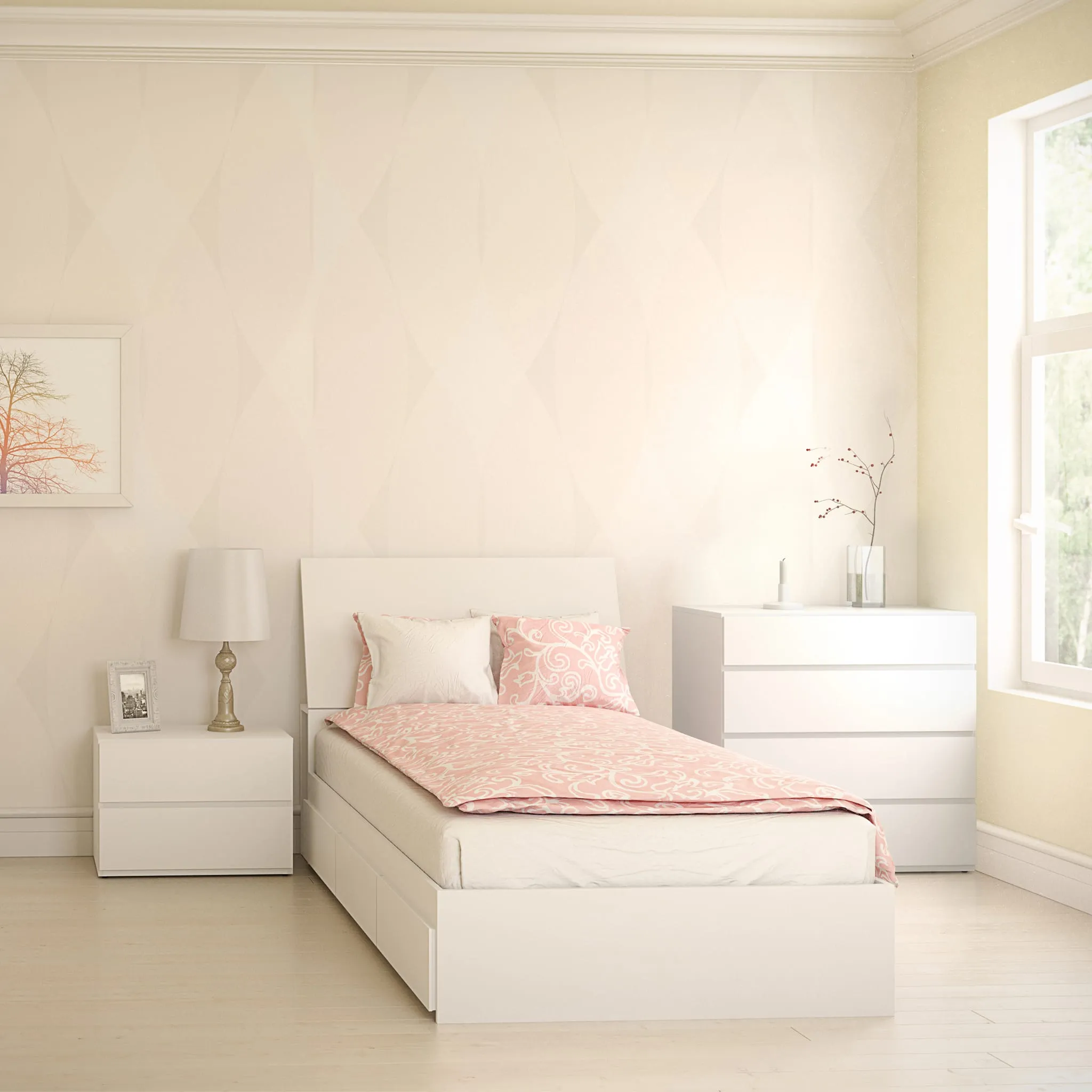 Nexera Bureau 4 Tiroirs Bali - Blanc