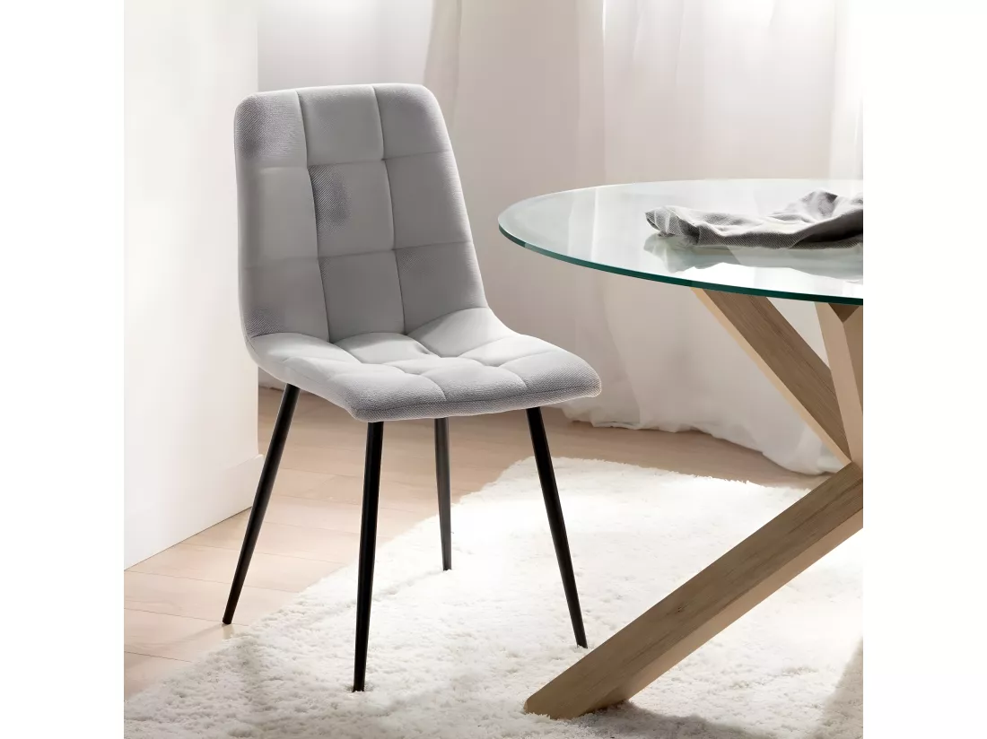 Chaise de salle à manger en tissu gris 45x86 cm-Ailan