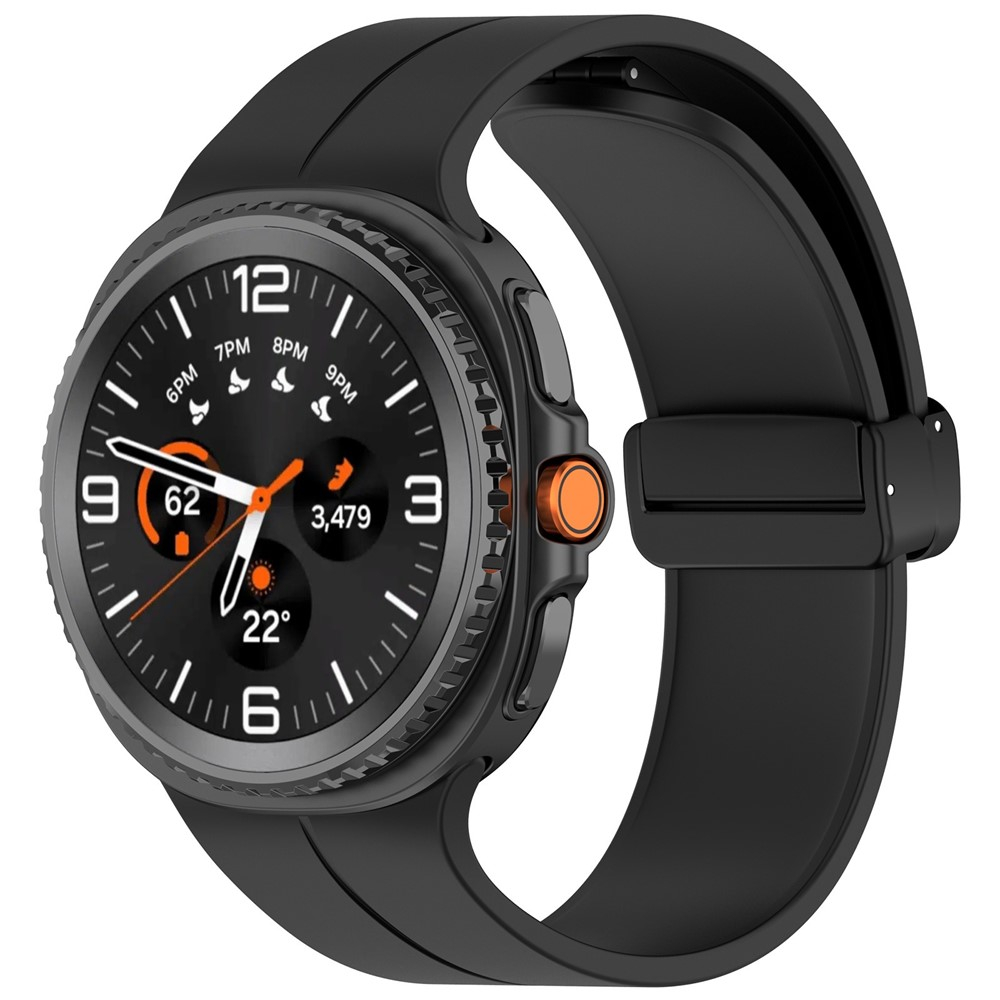 Samsung Galaxy Watch 8 Classic (46mm) Silikon Sportarmband mit Faltschliesse - Schwarz