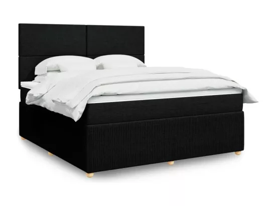 Sommier à lattes de lit avec matelas Noir 180x200 cm Tissu