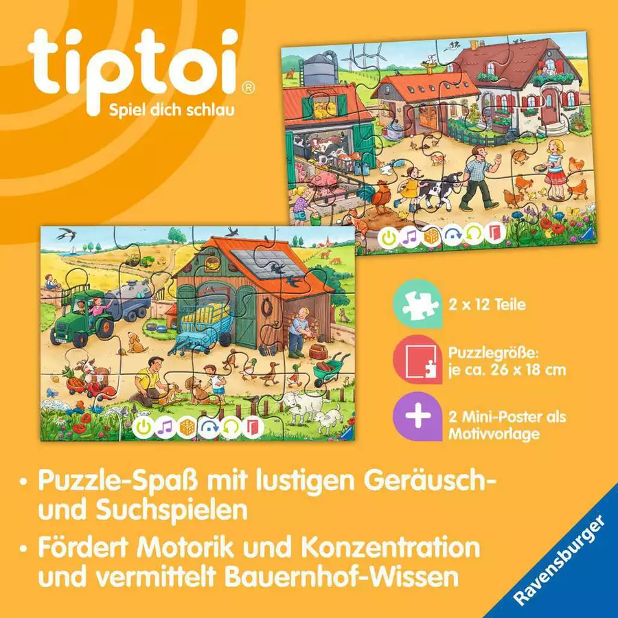 Ravensburger tiptoi® Puzzle für kleine Entdecker: Bauernhof bunt