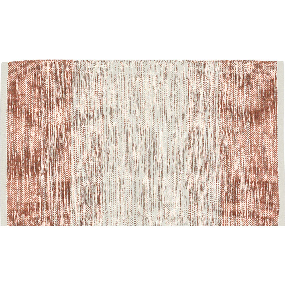 Tapis rectangulaire dégradé rayure blanche et rouge teck