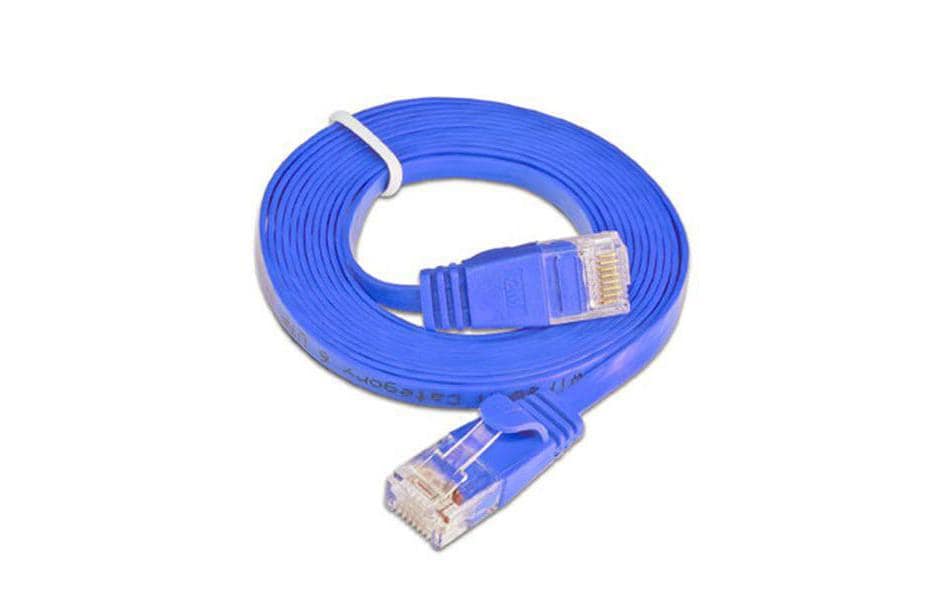Slimpatchkabel RJ-45 - RJ-45, Cat 6, UTP, 10 m, BlauUnscreened/Unshielded Twisted-Pair-Kabel (UTP) mit Klinkenschutz