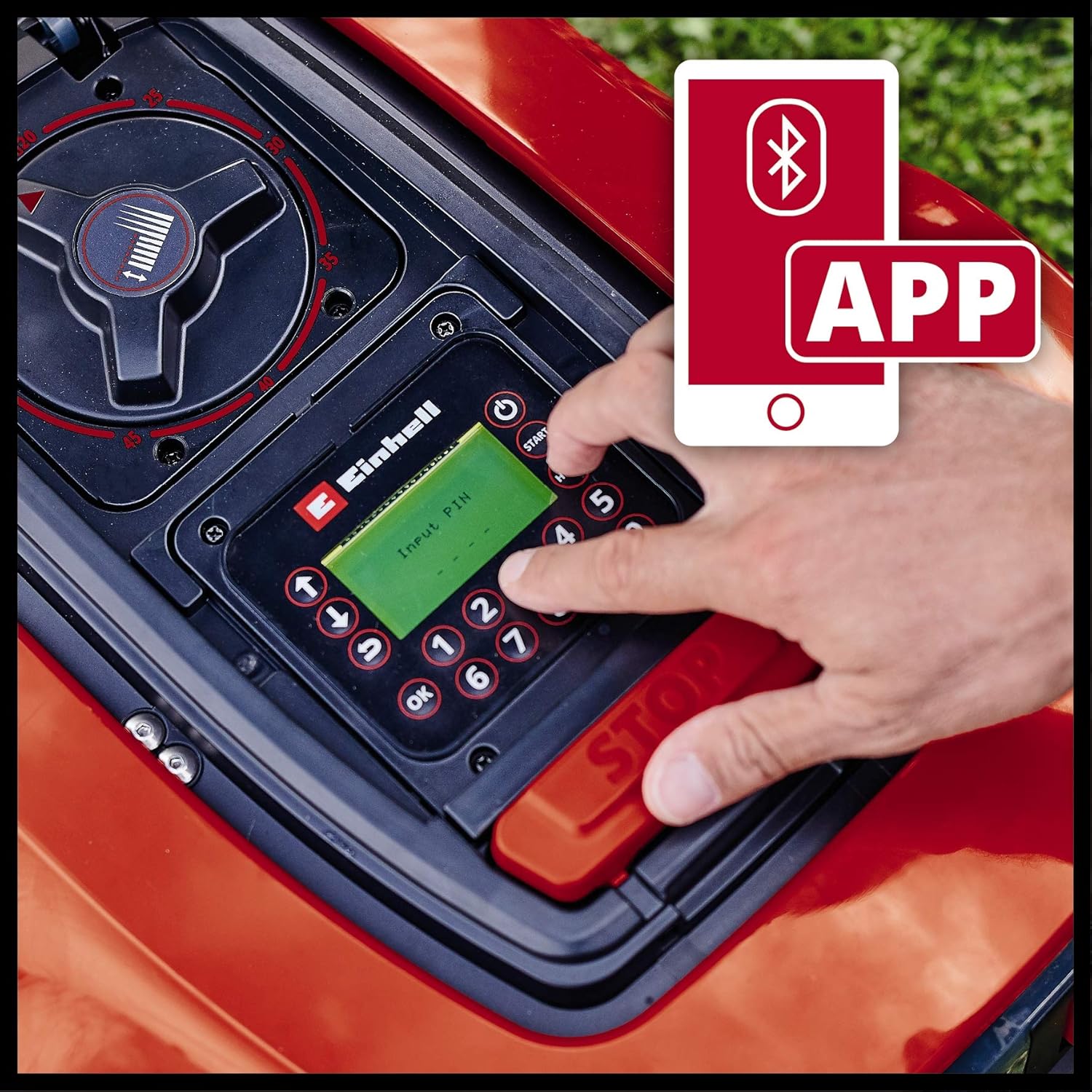 Einhell Rasenmäher FREELEXO 800 LCD BT Solo Power X-Change (ohne Akku, 18 V, 800 m², Multizonenmäher, Bluetooth, für Steigungen bis zu 35%, inkl. Installationszubehör)