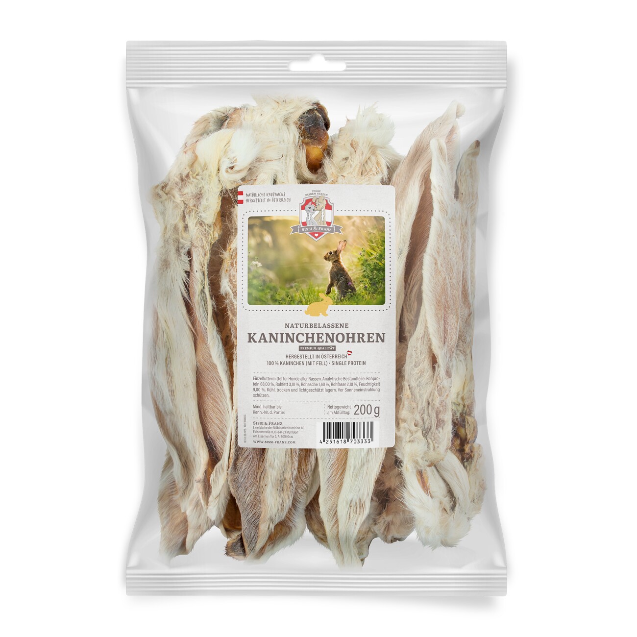 Sissi & Franz Kaninchenohren mit Fell 200g