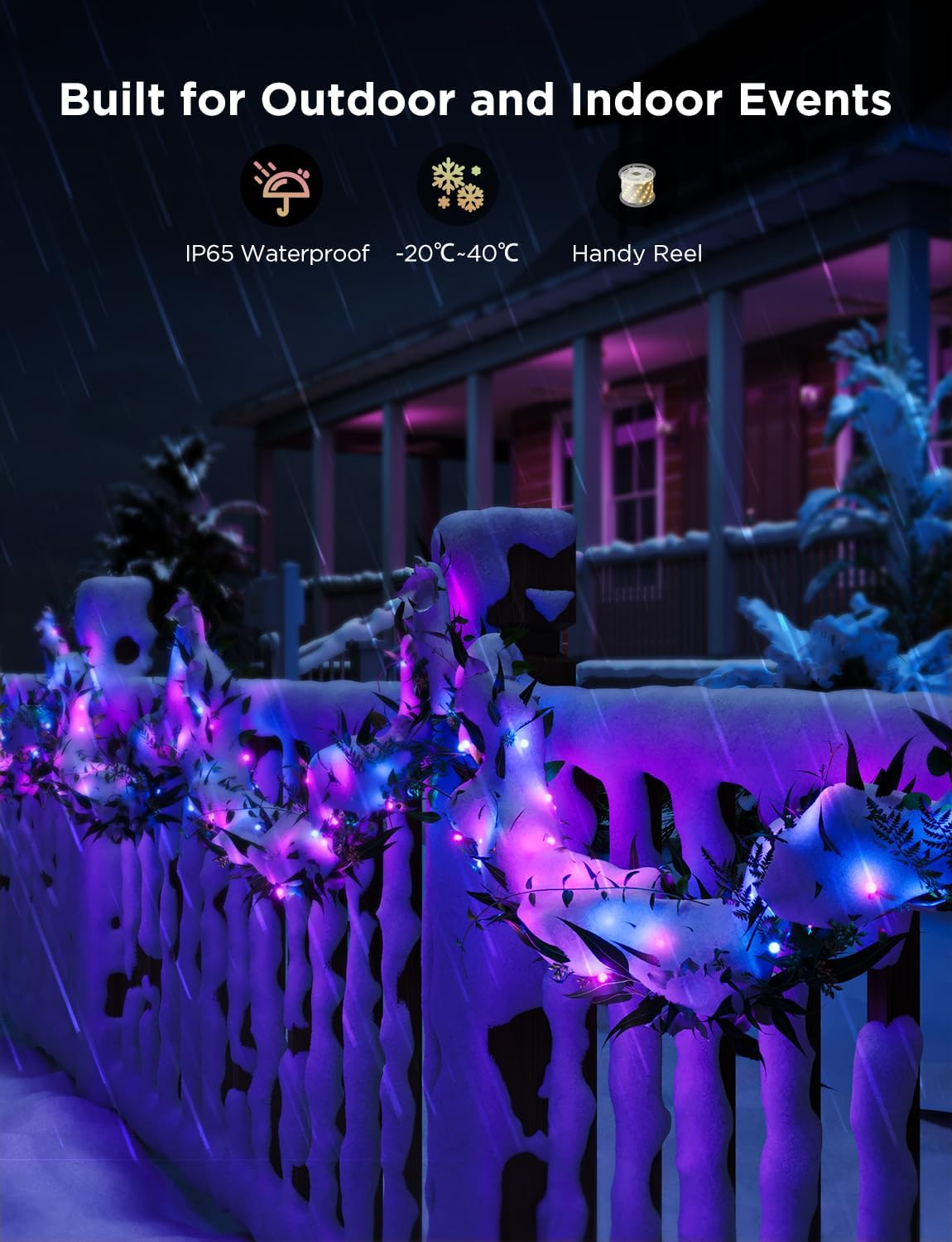 Govee Christmas Lights 66ft, Smart RGBIC Halloween Lights App-Controlled, 99+ Scene Modes, IP65 Waterproof, Sync with Music, Works with Alexa, String Lights for Christmas Halloween Decorations