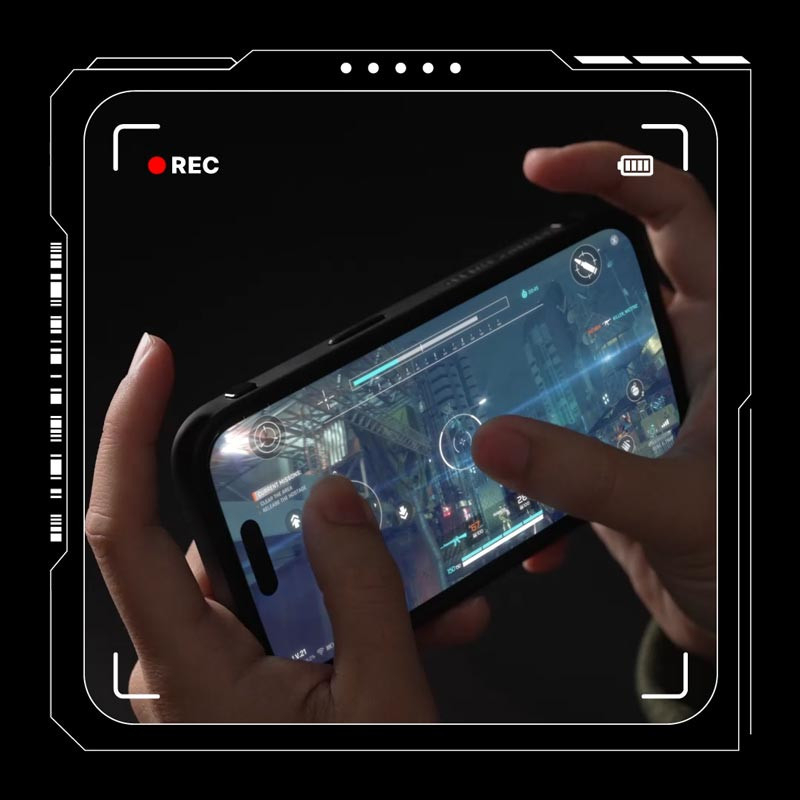 iPhone 16 Pro Hardcase Hülle Gaming Case RhinoBuff FPS FPS Präzisions-Kit (GMC013273E) - Schwarz / Transparent
