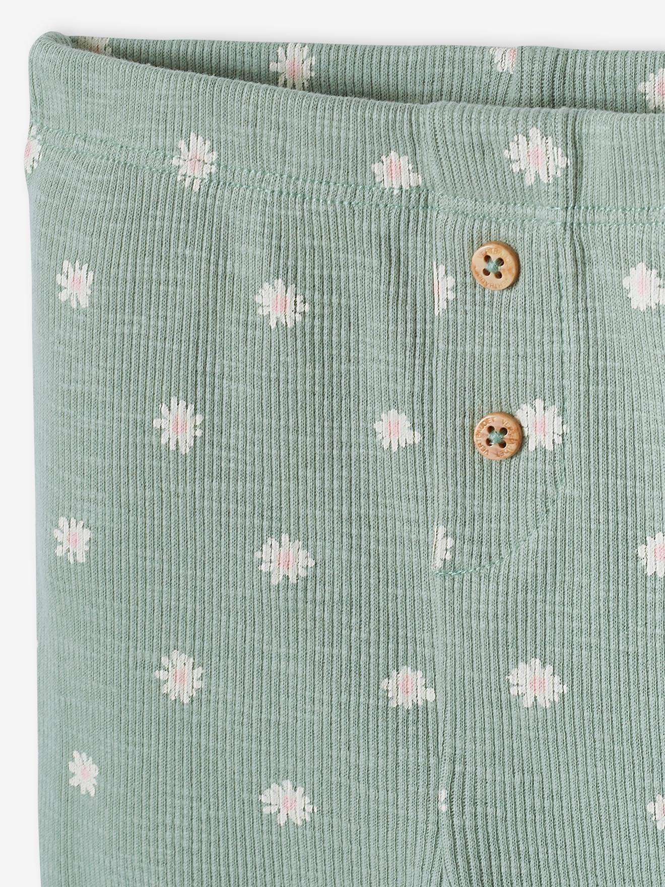 Leggings caneladas verde-salgueiro para bebês