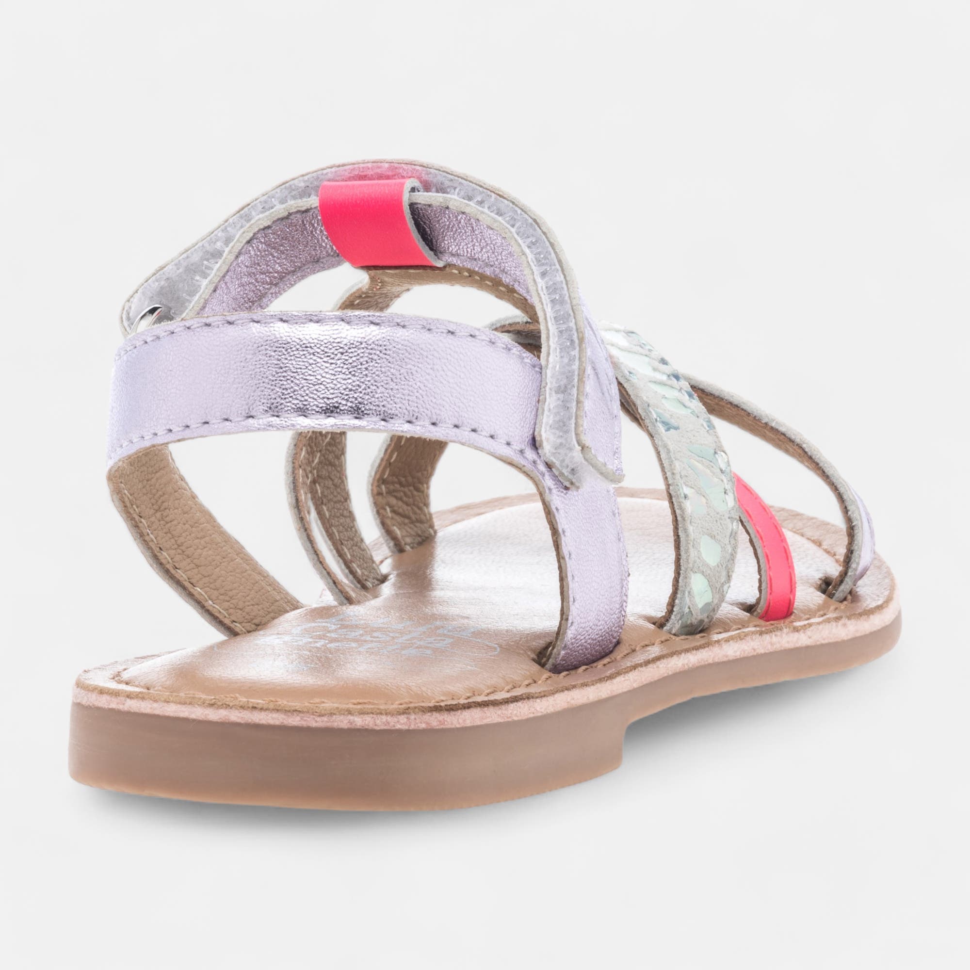 Nu-pieds Fille en cuir rose
