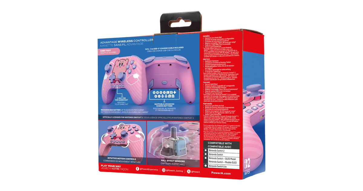 PowerAAdvantage draadloze controller voor Nintendo Switch 2 - Kirby-puff  (Roze)