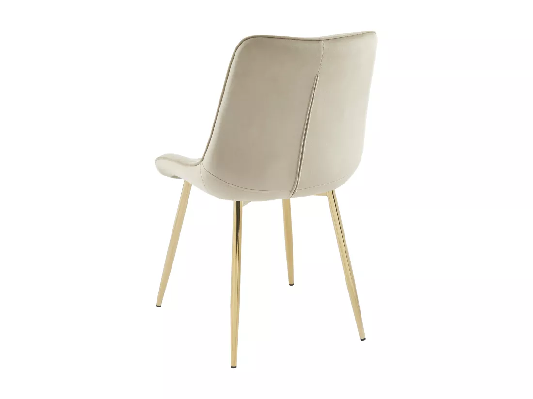 Lot de 2 chaises matelassées en velours et métal doré - Beige - OLLUA