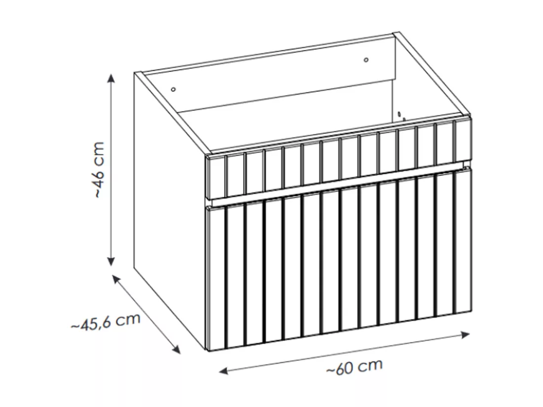 Meuble sous vasque suspendu strié blanc - 60 cm - SATARA