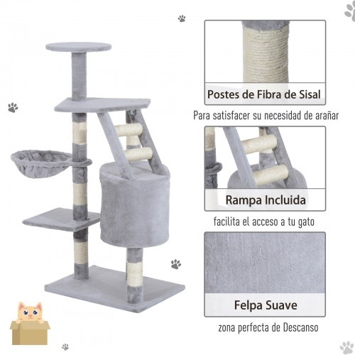 Arranhador para gatos Pawhut com poste cinza