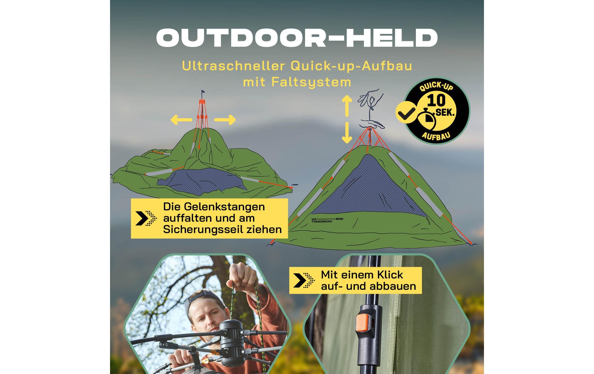 Einbogenzelt »Where tomorrow Pop Up« 1 Personen