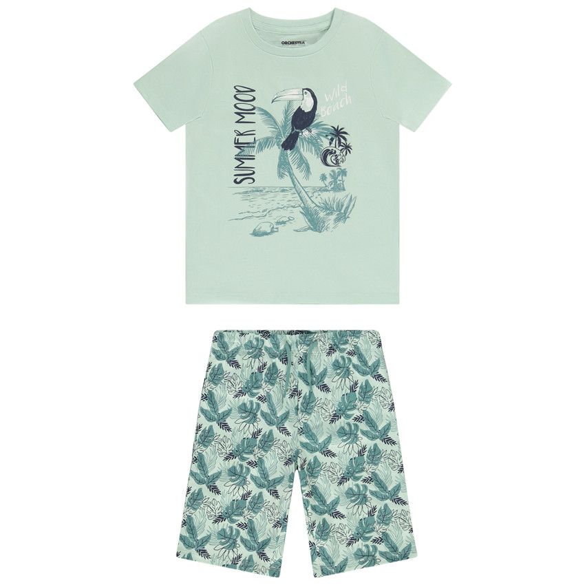 Pyjama court 2 pièces motifs tropicaux pour garçon - Vert