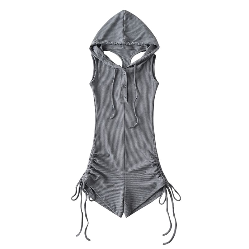 Amyway - Mouwloze romper met capuchon en effen kleur