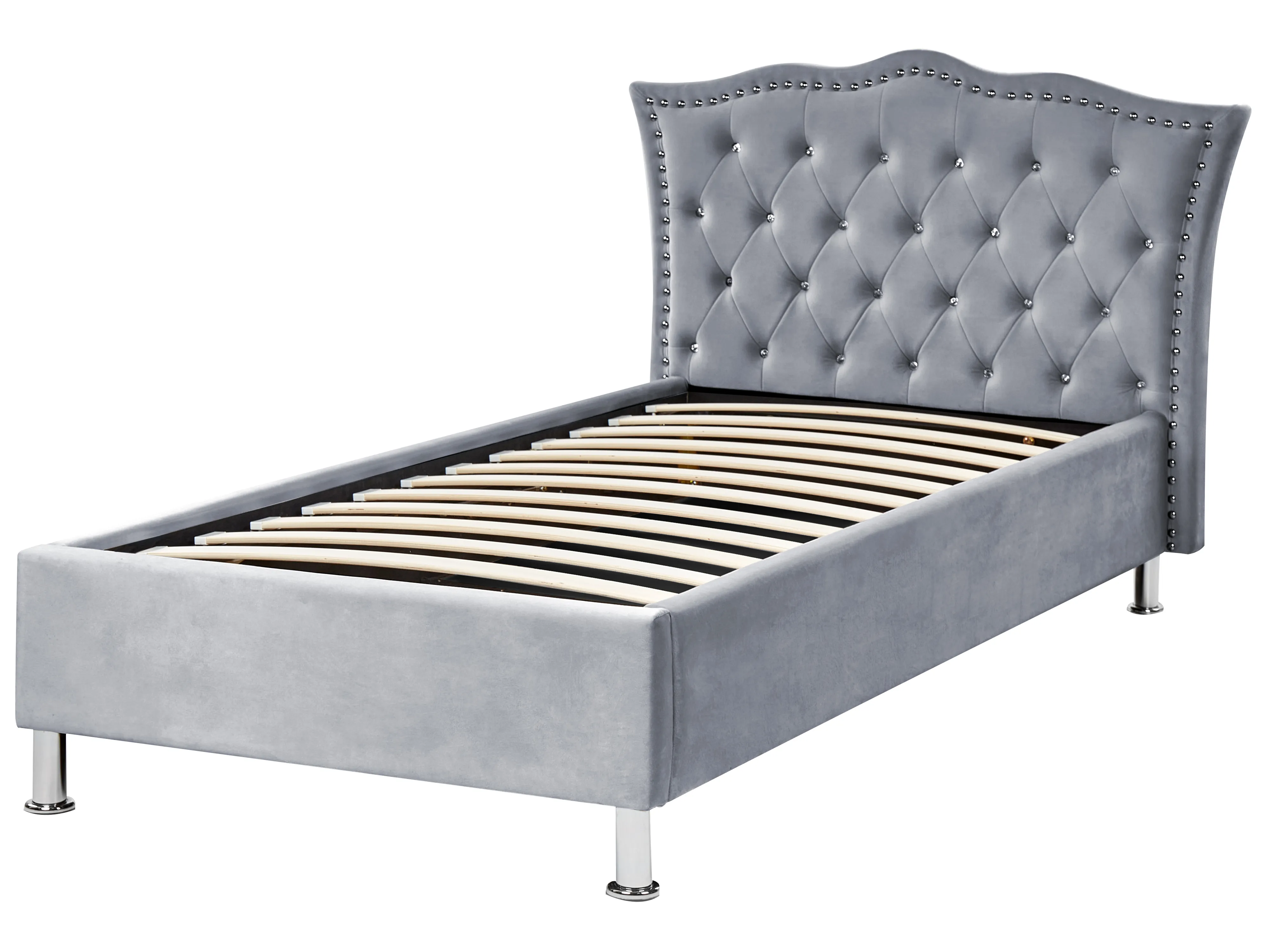 Bed met opbergruimte Fluweel METZ 90 x 200 cm Grijs