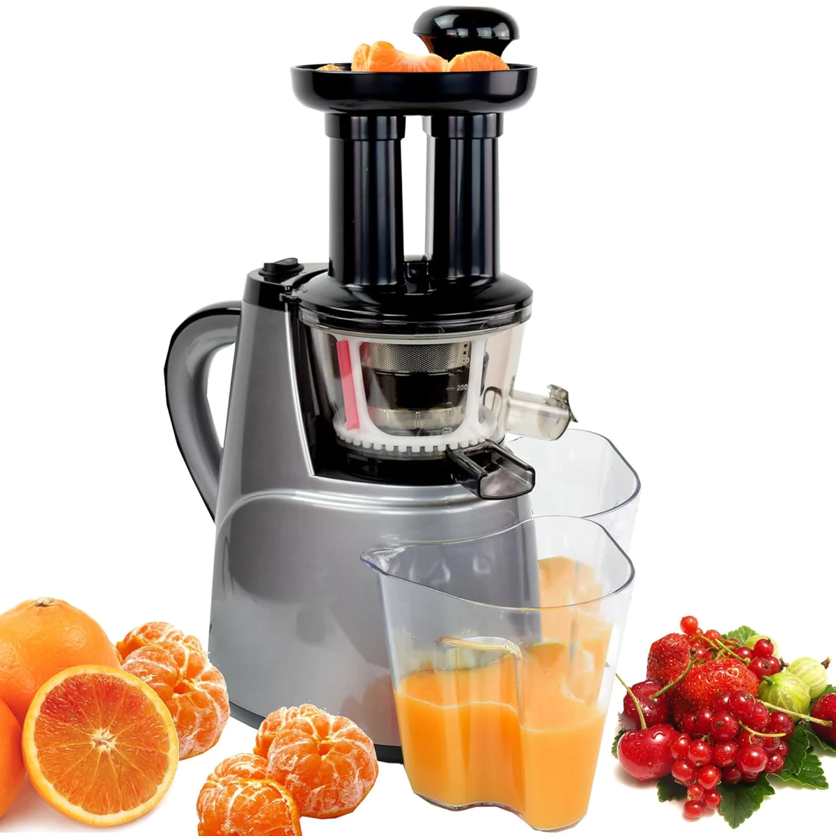 Presse-agrumes lente avec 2 tiroirs et 2 accessoires 45 tours Syntrox