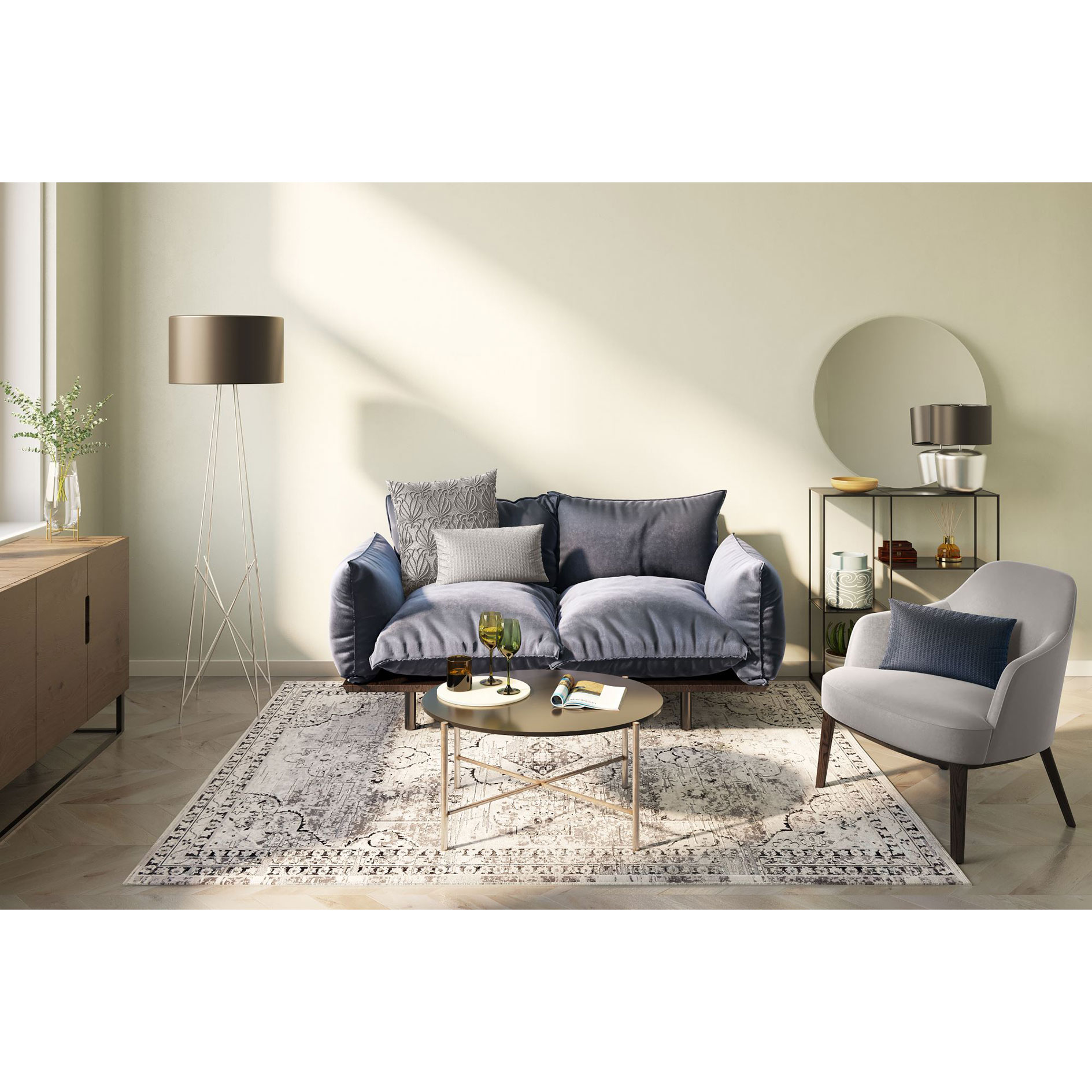 Orientteppich - cream - 70x140 cm