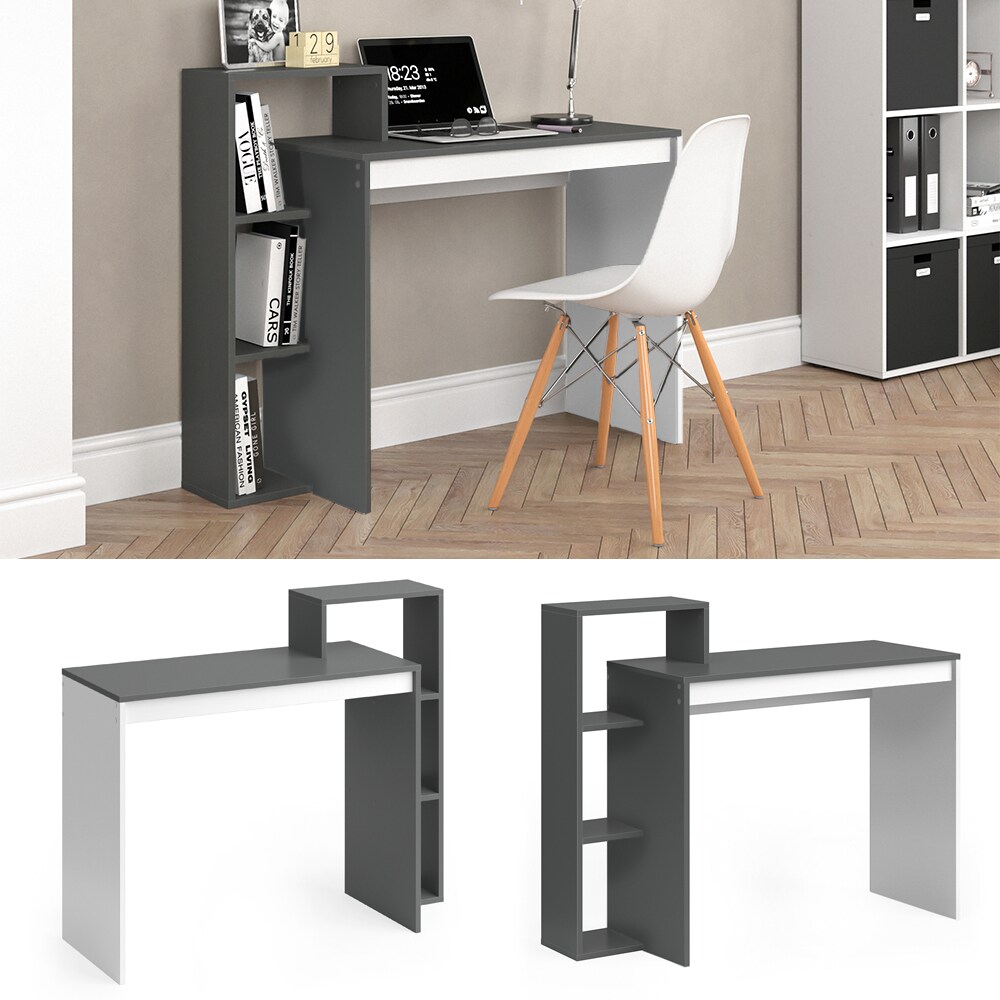Vicco Schreibtisch Leo Schreibtisch Arbeitstisch Regal PC Tisch Weiß Anthrazit